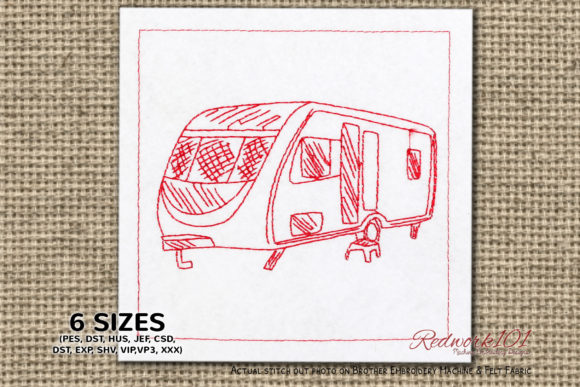 Parked Camper Lineart: A Business-Friendly Embroidery Design Review